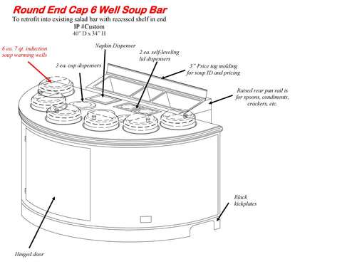 Custom 5' Round End Cap Soup Bar
